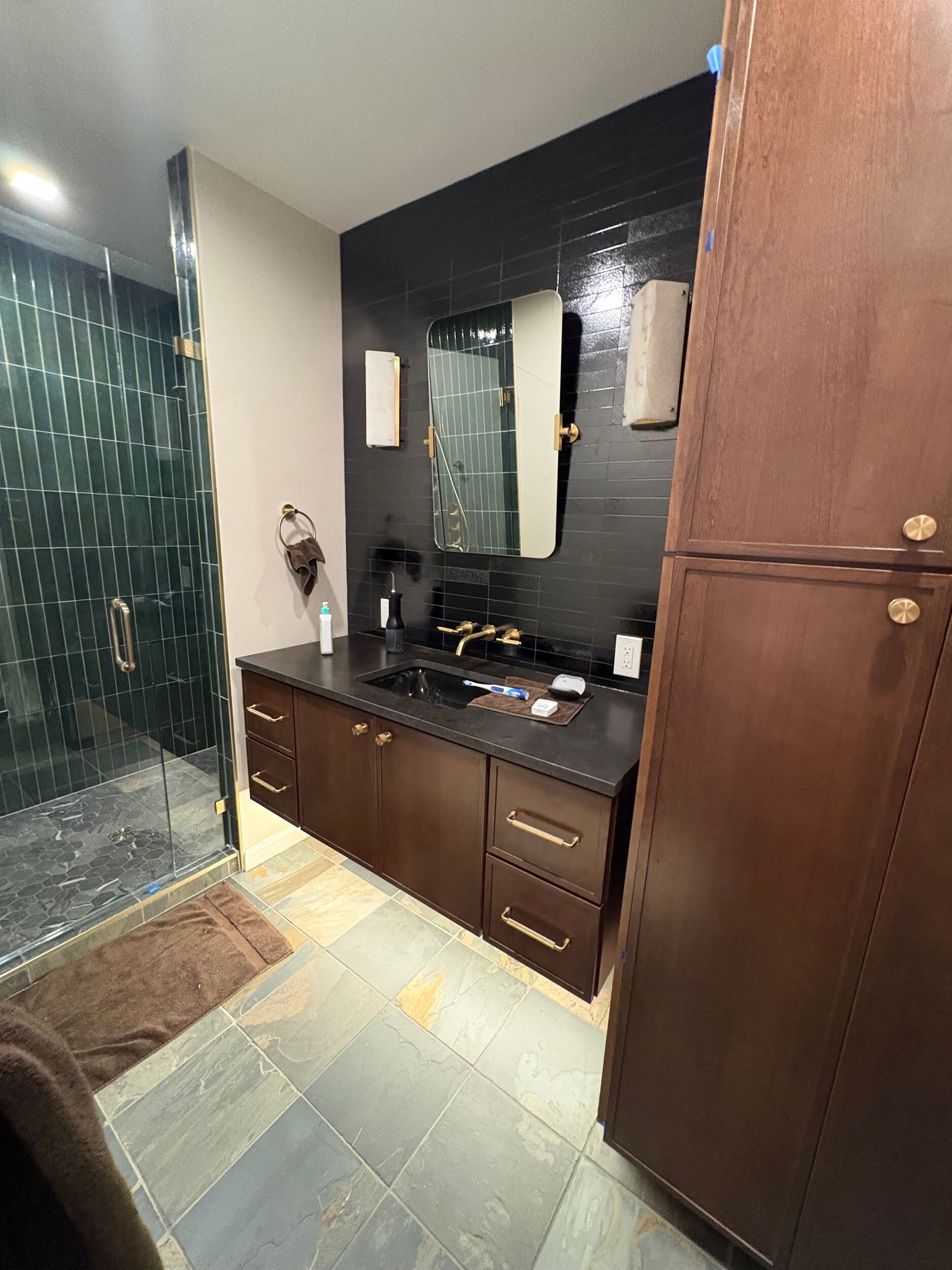 Completed bathroom remodel detail NE 190th St Bothell